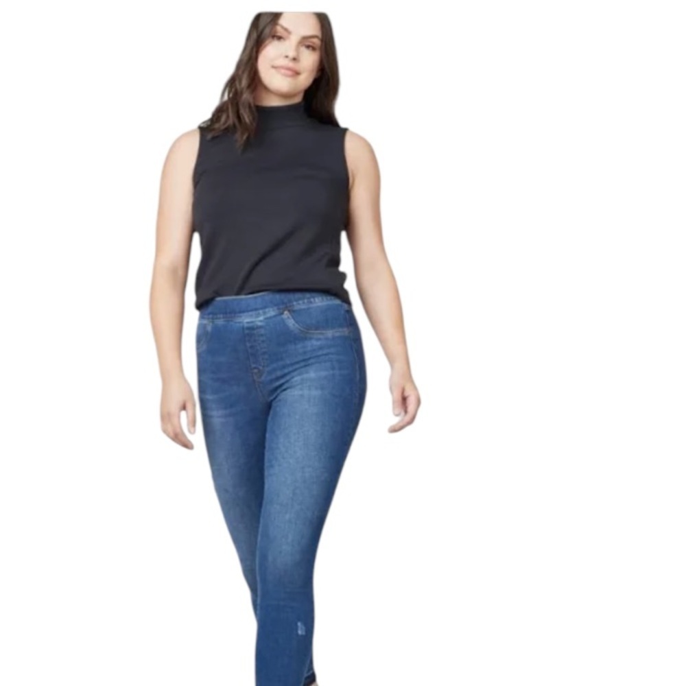 Spanx dark faded washed blue skinny jeans size small